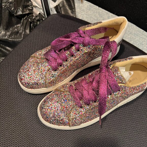 Kate Spade Lift sneakers shoes purple white silver metallic glitter sparkle 6 - Picture 5 of 10